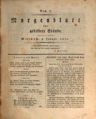 Morgenblatt für gebildete Stände Mittwoch 8. Januar 1812