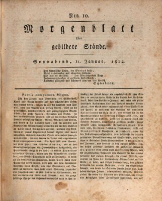 Morgenblatt für gebildete Stände Samstag 11. Januar 1812