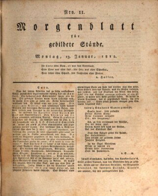 Morgenblatt für gebildete Stände Montag 13. Januar 1812