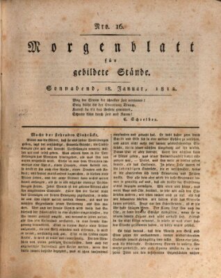 Morgenblatt für gebildete Stände Samstag 18. Januar 1812