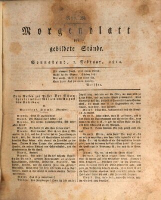 Morgenblatt für gebildete Stände Samstag 1. Februar 1812