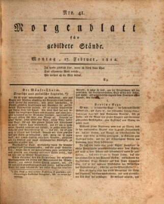 Morgenblatt für gebildete Stände Montag 17. Februar 1812