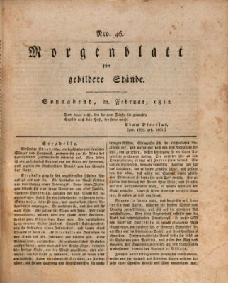 Morgenblatt für gebildete Stände Samstag 22. Februar 1812