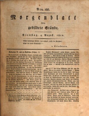 Morgenblatt für gebildete Stände Dienstag 4. August 1812