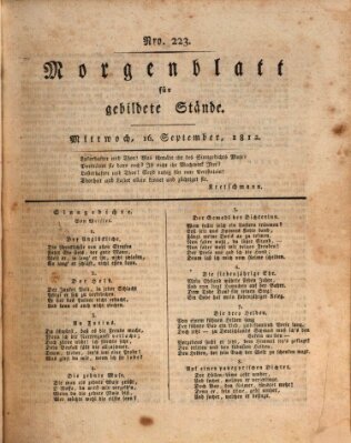 Morgenblatt für gebildete Stände Mittwoch 16. September 1812