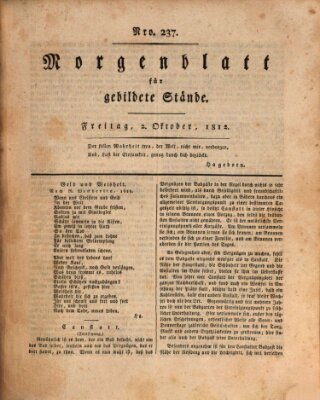 Morgenblatt für gebildete Stände Freitag 2. Oktober 1812