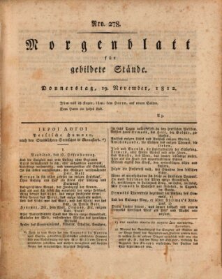 Morgenblatt für gebildete Stände Donnerstag 19. November 1812