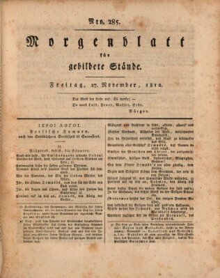 Morgenblatt für gebildete Stände Freitag 27. November 1812