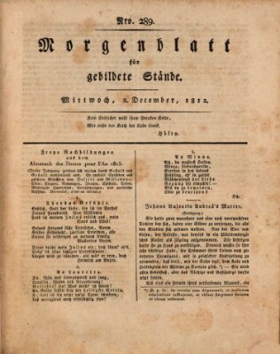 Morgenblatt für gebildete Stände Mittwoch 2. Dezember 1812