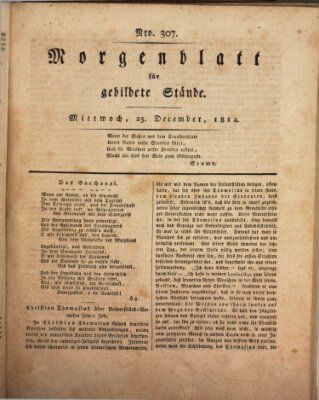 Morgenblatt für gebildete Stände Mittwoch 23. Dezember 1812