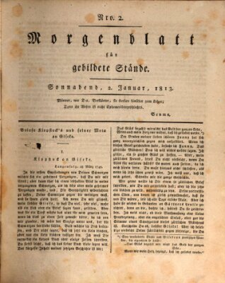 Morgenblatt für gebildete Stände Samstag 2. Januar 1813