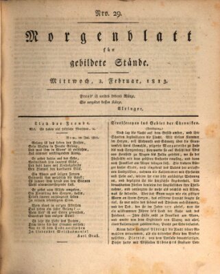 Morgenblatt für gebildete Stände Mittwoch 3. Februar 1813