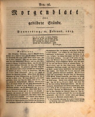 Morgenblatt für gebildete Stände Donnerstag 11. Februar 1813