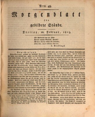 Morgenblatt für gebildete Stände Freitag 26. Februar 1813