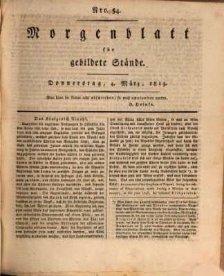 Morgenblatt für gebildete Stände Donnerstag 4. März 1813