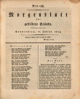 Morgenblatt für gebildete Stände Donnerstag 10. Juni 1813