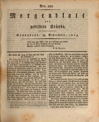 Morgenblatt für gebildete Stände Samstag 25. September 1813