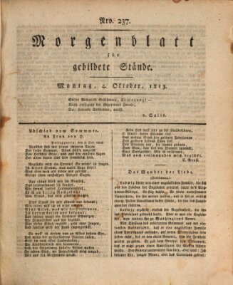 Morgenblatt für gebildete Stände Montag 4. Oktober 1813