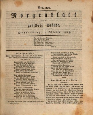 Morgenblatt für gebildete Stände Donnerstag 7. Oktober 1813