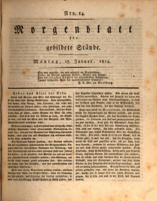 Morgenblatt für gebildete Stände Montag 17. Januar 1814