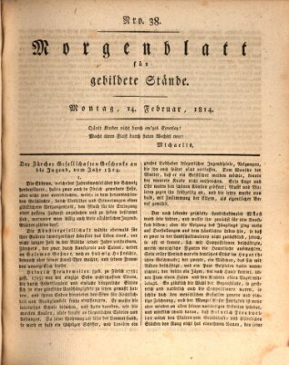 Morgenblatt für gebildete Stände Montag 14. Februar 1814