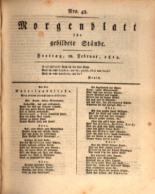 Morgenblatt für gebildete Stände Freitag 18. Februar 1814