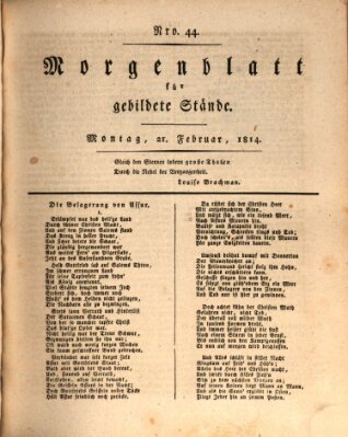 Morgenblatt für gebildete Stände Montag 21. Februar 1814