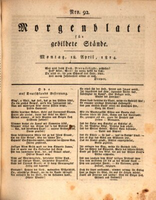 Morgenblatt für gebildete Stände Montag 18. April 1814