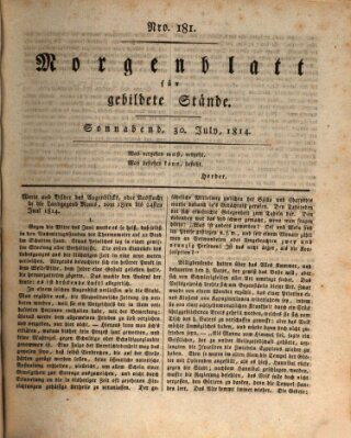 Morgenblatt für gebildete Stände Samstag 30. Juli 1814