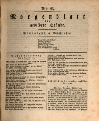 Morgenblatt für gebildete Stände Samstag 6. August 1814