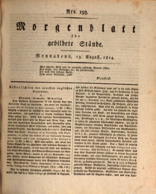 Morgenblatt für gebildete Stände Samstag 13. August 1814