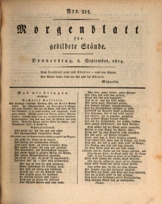 Morgenblatt für gebildete Stände Donnerstag 8. September 1814