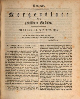 Morgenblatt für gebildete Stände Montag 12. September 1814