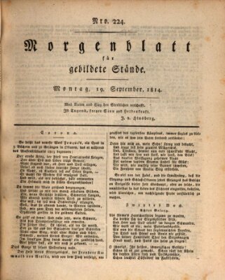 Morgenblatt für gebildete Stände Montag 19. September 1814