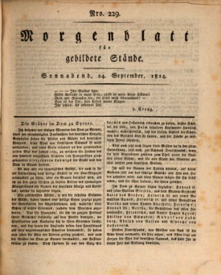 Morgenblatt für gebildete Stände Samstag 24. September 1814