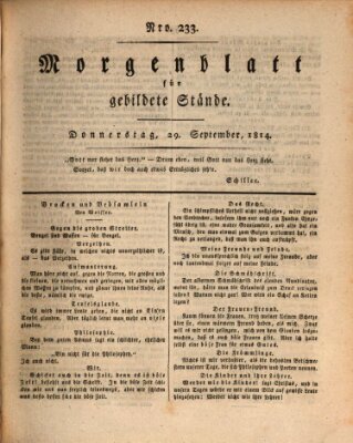 Morgenblatt für gebildete Stände Donnerstag 29. September 1814