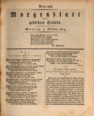 Morgenblatt für gebildete Stände Montag 3. Oktober 1814