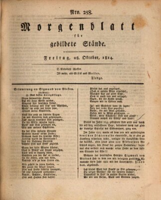 Morgenblatt für gebildete Stände Freitag 28. Oktober 1814