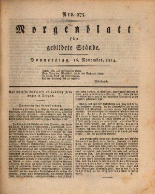 Morgenblatt für gebildete Stände Donnerstag 17. November 1814