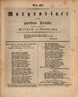 Morgenblatt für gebildete Stände Mittwoch 30. November 1814