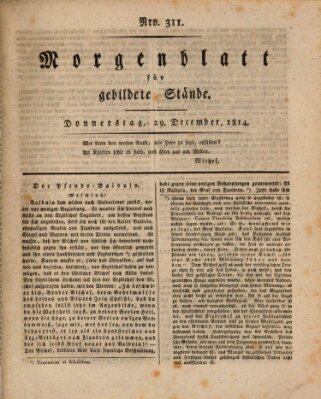 Morgenblatt für gebildete Stände Donnerstag 29. Dezember 1814