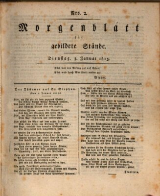 Morgenblatt für gebildete Stände Dienstag 3. Januar 1815