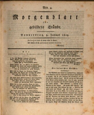 Morgenblatt für gebildete Stände Donnerstag 5. Januar 1815