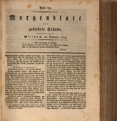 Morgenblatt für gebildete Stände Mittwoch 18. Januar 1815