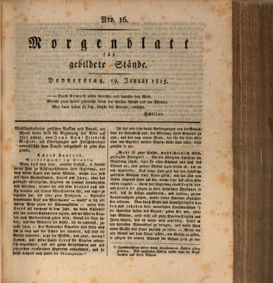 Morgenblatt für gebildete Stände Donnerstag 19. Januar 1815