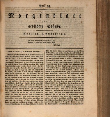 Morgenblatt für gebildete Stände Freitag 3. Februar 1815