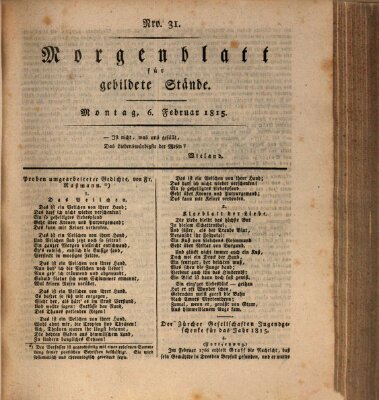 Morgenblatt für gebildete Stände Montag 6. Februar 1815