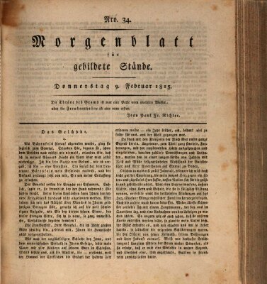 Morgenblatt für gebildete Stände Donnerstag 9. Februar 1815