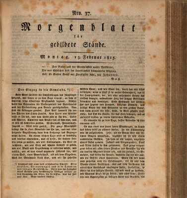 Morgenblatt für gebildete Stände Montag 13. Februar 1815