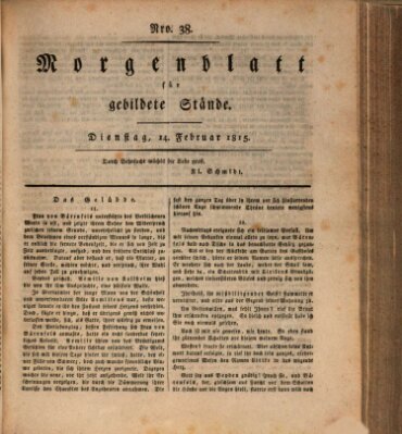 Morgenblatt für gebildete Stände Dienstag 14. Februar 1815